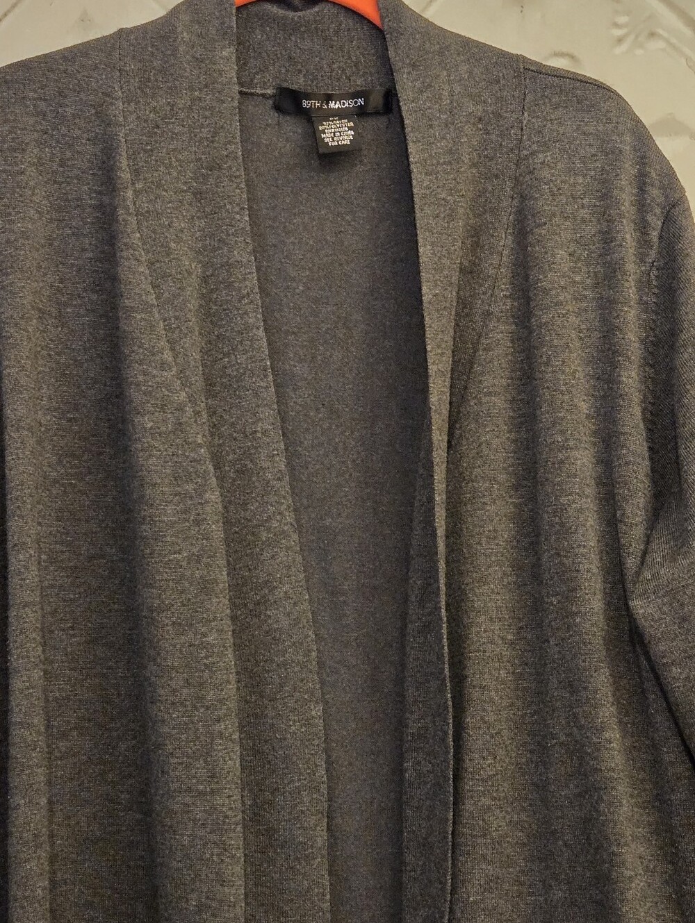 89th & Madison Open Front Longline Cardigan Sweater - Dark Heather Gray plus 2X - Picture 4 of 11